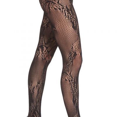 Natori A1326 Women's Black Feather Lace Fishnet Tights Size XL